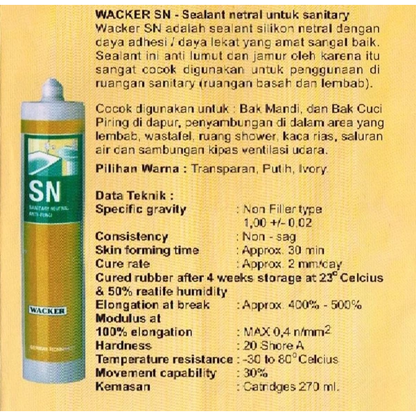 Silikon Kaca Sanitary Neutral (SN)